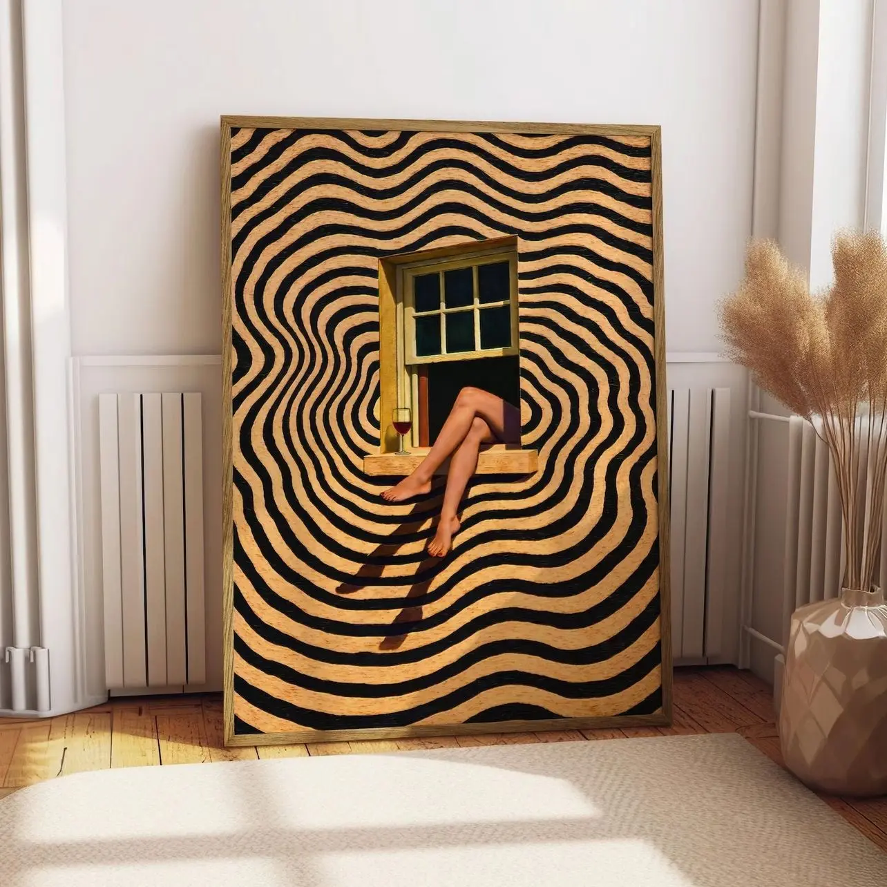 Minimalist Woman Window Poster Retro Surreal Abstract Wall Art Decor Print U