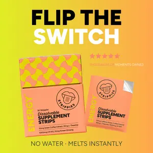 Strippies ENERGY Strips | Green Coffee + L-Theanine + Vitamin B12 + Ginseng | Fast-Melt, No Water, No Crash | Spearmint (30 Strips)