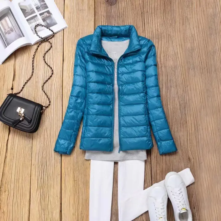 Lake blue female standing collar