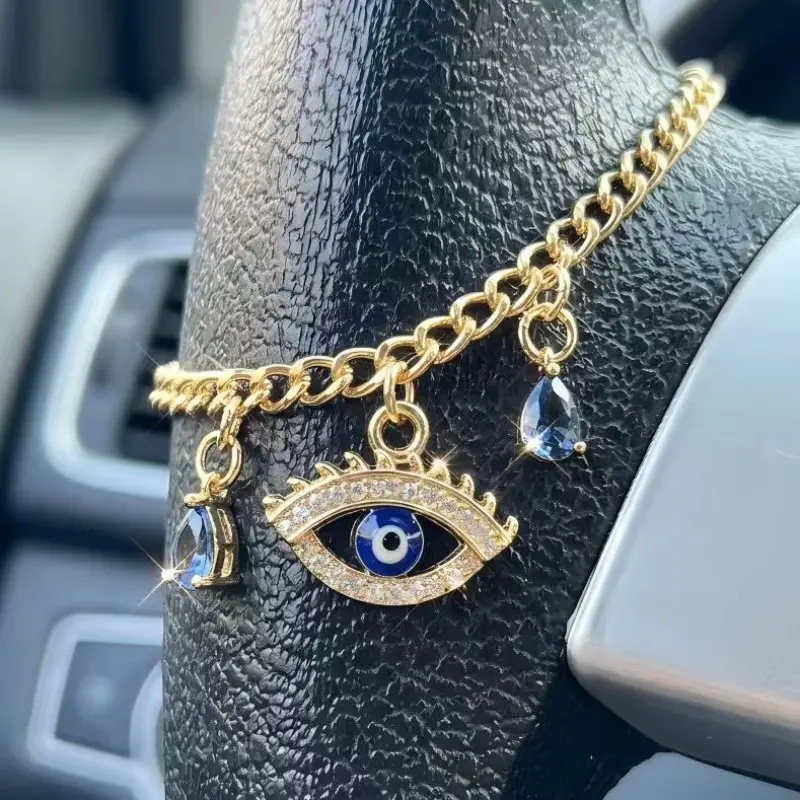 Evil Eye Car Steering Wheel Charm , Decorative Car Interior Decoration, Car Decorations, Vehicle Decoration, Suitable for Men and Women, Universal Fit