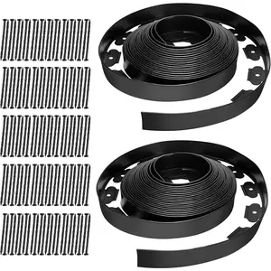 Landscape Edging 2 Inch Tall 100 FT, Edging Coil with 120pcs Spikes, Edging Border Coil for Landscaping, Flower Beds, Lawn, and Yard - Black