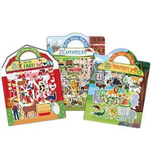 Reusable Puffy Sticker Book for Kids – 80+ Cute Restickable Stickers, Toddler Travel Toys for Airplane, Car Road Trip, Keep Toddlers Entertained, Quiet Activity for Ages 1-3 2-4 3-5, Screen-Free Fun