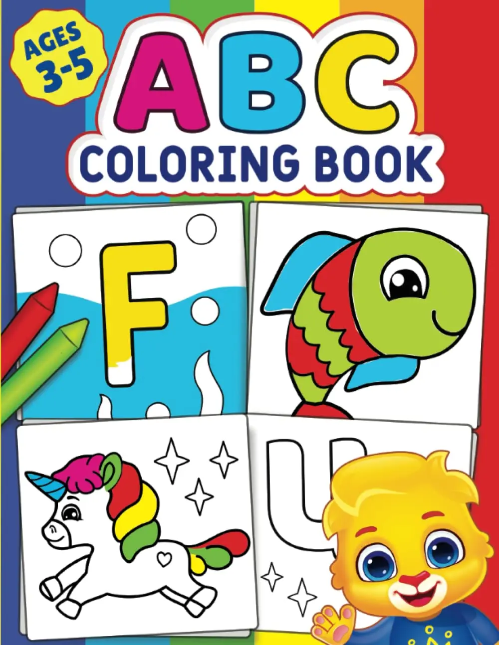 Toddler-Friendly ABC Coloring Book for Ages 3-5, 100+ Pages of Animals, Birds, Vehicles, Fruits, Toys, Preschool Educational Arts & Crafts Toy with Alphabet Fun, Children Development, Easy Activities