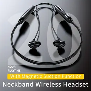 Sports Neckband Magnetic Wireless Headset High Sound Quality With Microphone 20H Playtime/230 mAh Long Standby In-Ear Noise Cancelling Earbuds Headphones Pluggable Memory Card