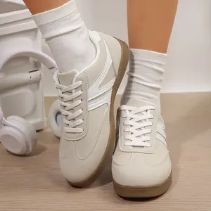 Women's Lightweight Retro Casual Sports Sneakers Ladies Lace-Up Sneakers Simple Stylish Shoes