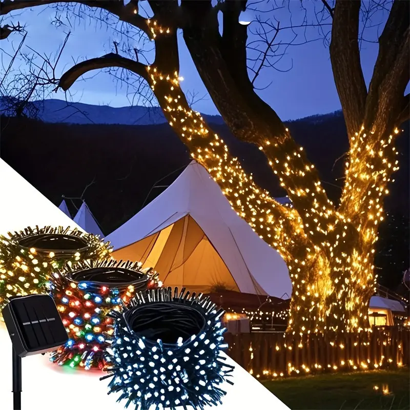 Waterproof Solar Powered String Lights, 40FT 100LED 8 Modes Multicolor&Warm White Twinkle Fairy Lights, Outdoor Decor for Garden Patio Yard Wedding Christmas Party Tree party decor