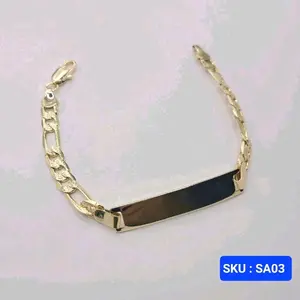 Figaro Style Laminated Gold Bracelet for Teens and Adults 7.25 Inches 8mm Plate 6mm Chain Adjustable Classic Design No Engraving Elegant Fashionable Accessory.