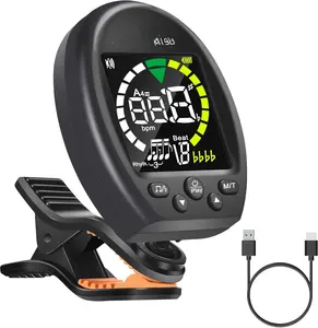 3 in 1 Guitar Tuner Metronome Tone Generator, Rechargeable Guitar Tuner Clip On with Full-Color Screen for Acoustic Guitar, Electric Guitar, Ukulele, Digital Metronome for  Instruments