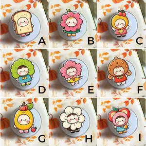 Kawaii Fruit Girl MagSafe Phone Grip Collection, Cute Food Magnetic Popgrip, Funny Cartoon Phone Stand, Gift for Foodies  sticky phone grip magnetic mount, Compact Holder Stand