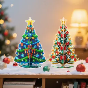 DIY 3D Diamond Christmas Tree Stand Create Glowing Christmas Vibe with Colorful Beads and Star Topper
