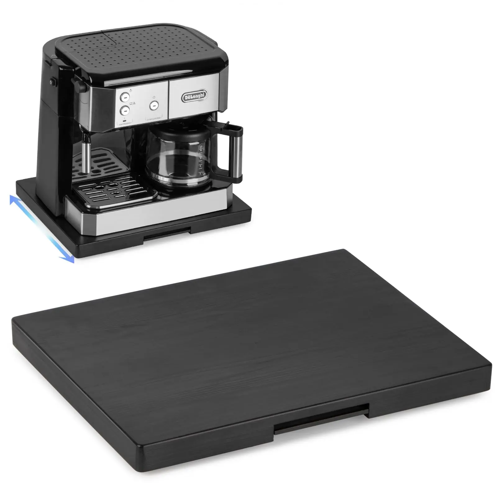 Appliance Slider  Wooden Sliding Tray For Coffee Maker Pot Counter Kitchen Rolling (classic Black- Wide)