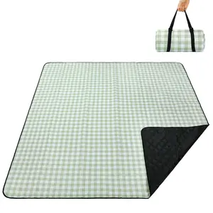 Extra Large Picnic Blanket Waterproof Sandproof Durable Oxford Foldable Picnic Mat Outdoor Blanket for Lawn Park Beach Travel Portable with Tote Bag Blue Green Yellow