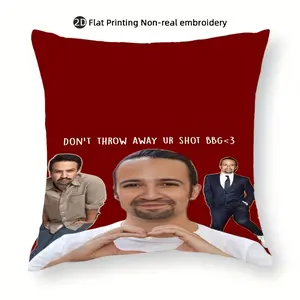 1pc Lin Manuel Miranda Throw Pillow Cover 18x18in - Vintage Style, Machine Washable, Zipper Closure, Cushion Case for Sofa & Bedroom Decor (Pillow Insert Not Included), Decorative Pillowcase