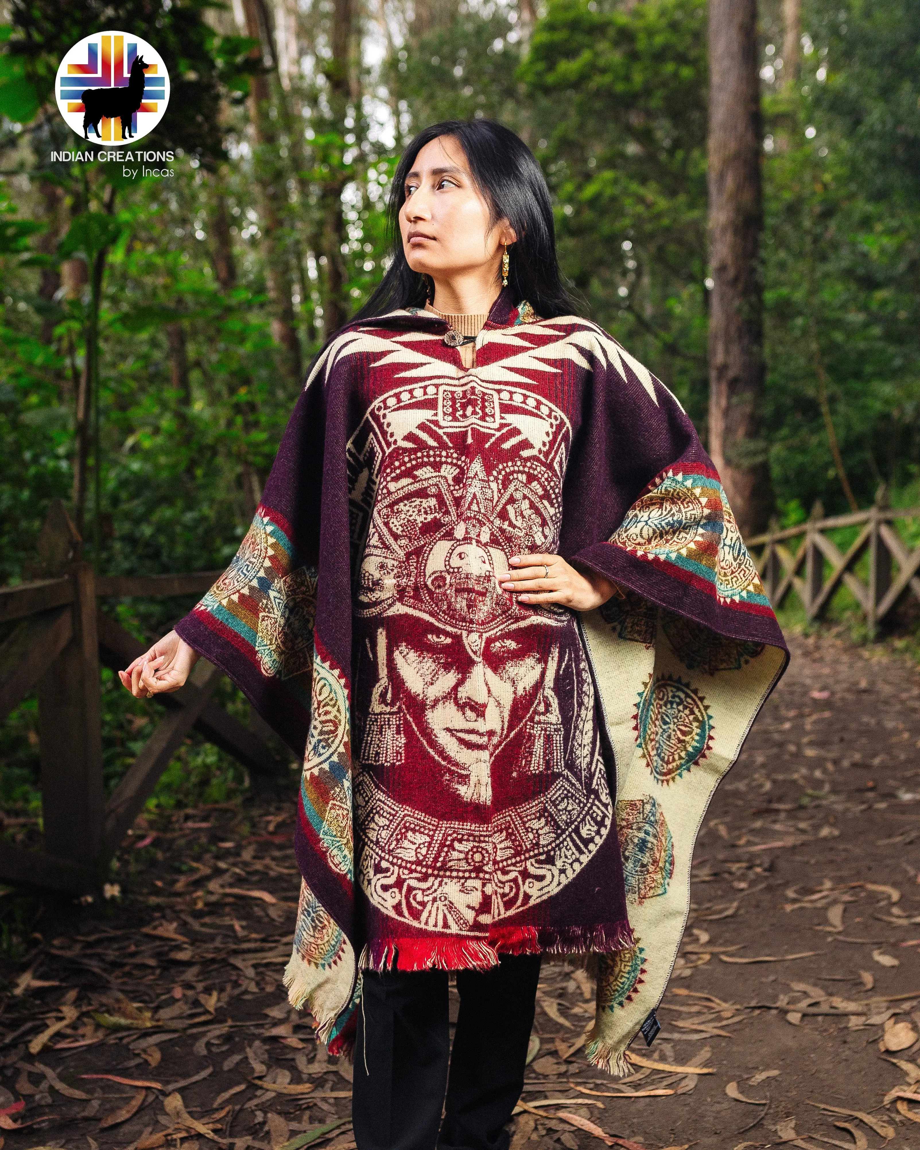 Aztec Warrior II Alpaca Poncho