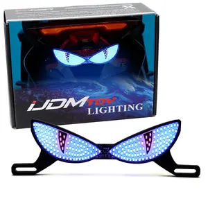 iJDMTOY Universal Fit Blue "Owl Eye" Deisgn Motorcycle License Plate Frame Mount LED Strobe Lighting Kit For Motorcycle, ATV, Dirt Bike, etc