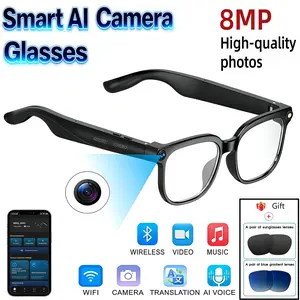 Smart AI Camera Glasses with 8MP Photochromic Lenses Button Touch Adjustment for Travel Outdoor Adventures Hands-Free Photography 160 Languages Real-Time Translation Bluetooth Wireless Wearable Video Recording UV Protection Christmas Gifts