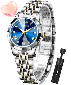 OLEVS L9931 Women's Fashion Dress Watch with Diamond Roman Indexes & Luminous Hands Stainless Steel Waterproof Elegant Wristwatch