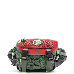 Pre-owned GUCCI Fabric, Rubber Backpacks Buckle Flap Chest Strap Backpack GG Fabric with Rubber by Rebag