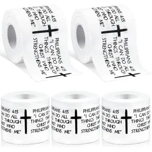 Christian Athletic Tape 2in x 23ft Cotton Zinc Oxide Sport Tape Faith Cross Sports Wristbands Religious Bible Verse Wrist Tape for Football Baseball Athlete Gymnastic Boxing First Aid Injury Wrap