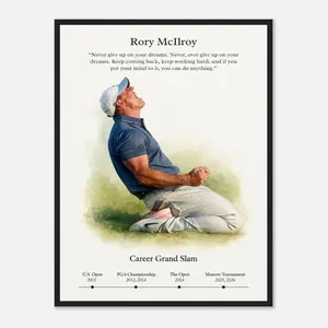 Rory McIlroy Poster, Masters 2026 Print, Rory Career Grand Slam Celebration, Golf Course Prints, Golf Art, Popular Print (NO FRAME)