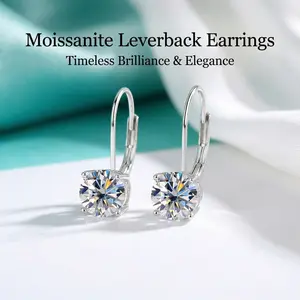 One pair 925 Pure Silvery Moissanite Women's Fashion Dangle Earrings | 1ct, Low Allergy, About 2.1g, Sparkling, Best Friend Gift, Party, Luxury and Elegant