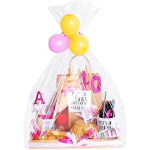 Cellophane Bags for  Baskets 50x60 Inches, Big Clear Cellophane Bags 10 count