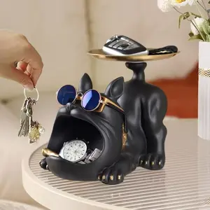 Bulldog Keychain Bowl Statue, Cool Decor for Men's Bedroom, Modern Home Decoration, Bulldog Gift, Candy Tray, Tabletop Organizer