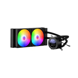 VEVOR CPU Liquid Cooler, AIO CPU Water Cooler - 120mm PWN Fans Pump, Customizable Black PC Liquid Cooler with 2.1'' LCD Display ARGB light, for Intel 115X/1366/2011/1700/1200, AMD AM4/AM5