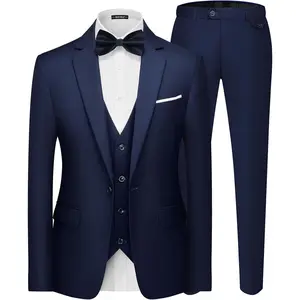 MAGE MALE Men's 3 Pieces Suit Elegant Solid One Button Slim Fit Single Breasted Party Blazer Vest Pants Set