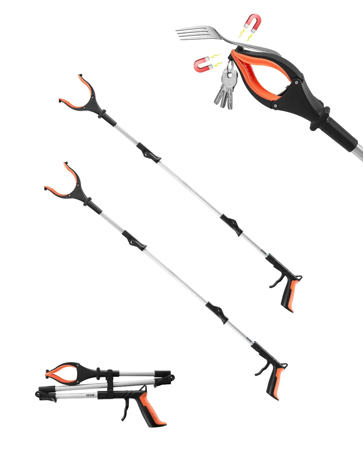 【summerfinds】VEVOR Grabber Reacher Tool 43" Heavy Duty Long Grabber Tool Foldable Pick Up Stick, Garden Tool