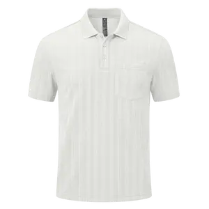 Gopune Men's Solid Jacquard Knit Polo Shirts Wrinkle-Resistant Business Casual Short Sleeve Jacquard Shirt Collared T Shirt with Pocket Slim Fit