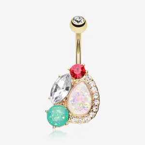 Golden Sparkle Opal Medley Belly Button Ring