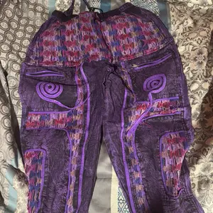 Handmade Bright Vivid Purple Pants One Size Fits All Unique Embroidered Design Comfortable Fit