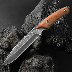 Multipurpose Full Tang Damascus Steel Knife - 4.2mm Thick Blade with Premium Leather Sheath - Perfect for Everyday Kitchen Cooking, BBQ, Camping & Easy Carry