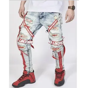 (Copy) Aliexpress White High-End Denim Men'S Trousers Cross-Border Foreign Trade Hole Trend Black Slim Jeans
