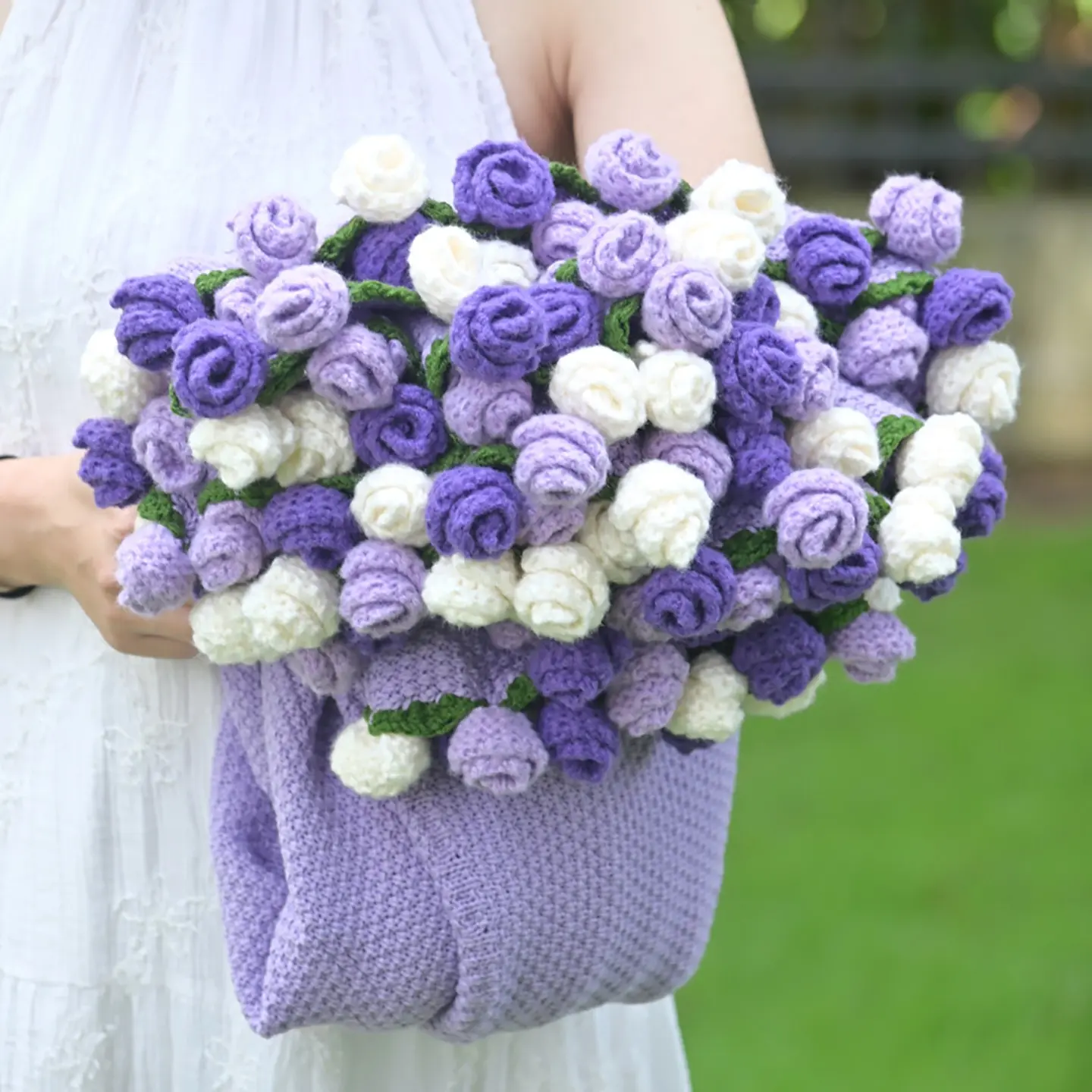 Handmade Knitted Blanket, Soft Wool Thread, Full Rose Shape, Plush Warm, Cozy Throw Blanket, Decorative Bouquet, Home Sofa Bed, Romantic Gift