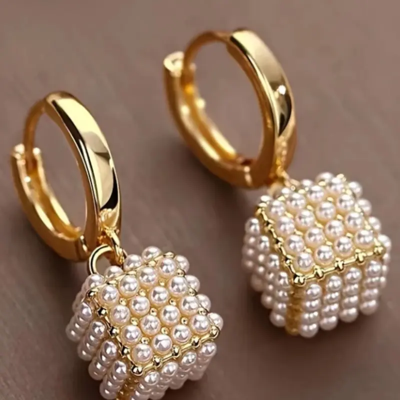 Elegant Faux Pearl Decorated Hoop Earrings, High Quality Earrings, Earrings Hoops, Fashionable Jewelry, Fashion Jewelry Accessories for Party, Daily Clothing Decor, Trendy All-match & Exquisite Jewelry for Birthday Gift