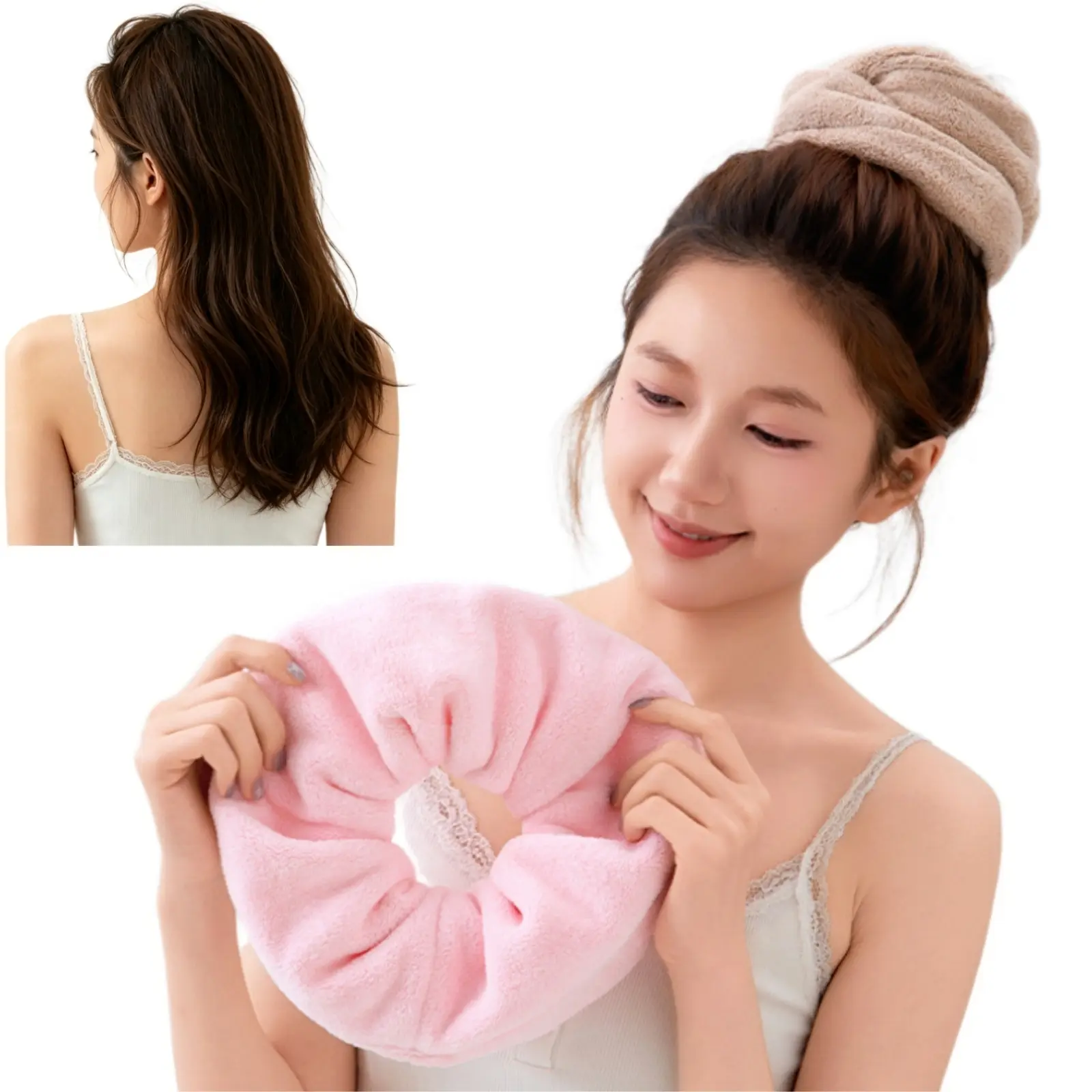 Hair Towel Wrap Scrunchie Super Absorbent Quick Dry, Thickened Hair Wrap for Women, Wet Hair Drying Headband, Create Natural Loose Curls, Suitable for Shower, Bath, Travel, Salon