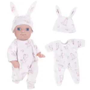DEARBEI 8-inch newborn baby doll, realistic simulation doll with cute rabbit clothes, soft and squeezable body, suitable for children over 3 years old, birthday gift, Christmas gift, Valentine's Day gift, Easter surprise