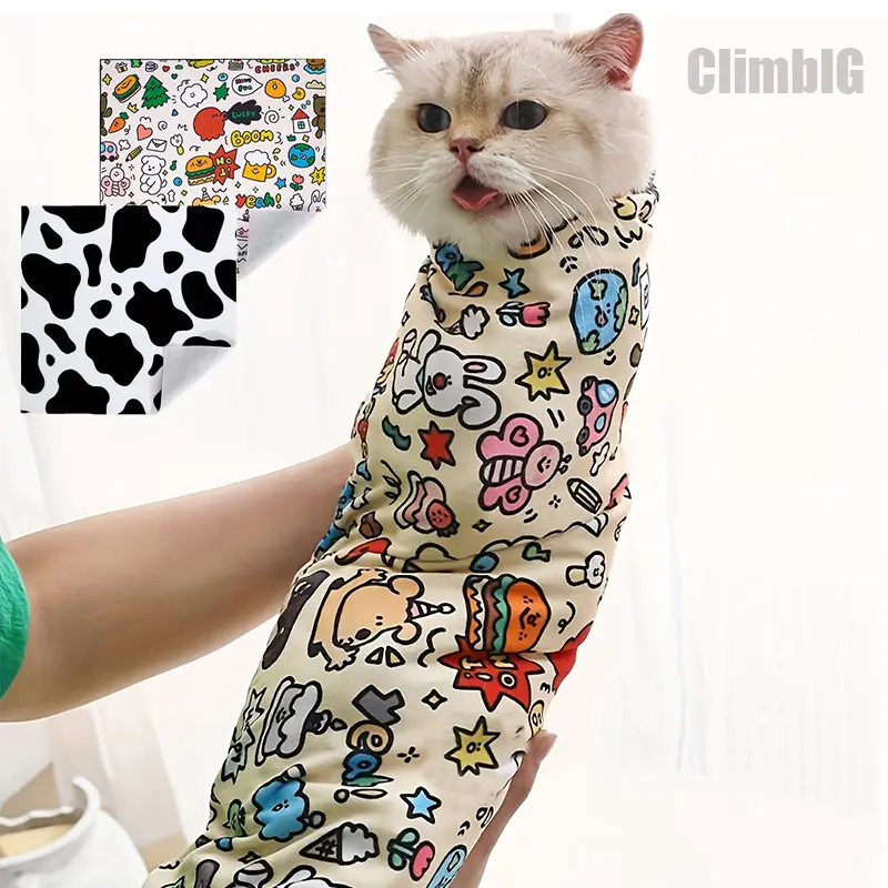 1pc Multi-Functional Magic Adhesive Cloth, Cute Healing Multi-Color Cat Print Anti-Escape And Anti-Scratch Cat Wrapping Cloth, Washable And Durable Cat Bed Blanket, Cat Grooming And Soothing Towel for Playful Cats