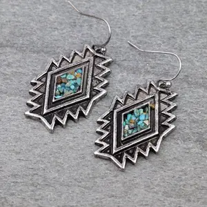 Western Aztec Chip Stone Dangle Earrings