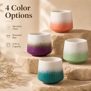 6.76oz Gradient Speckled Ceramic Cup - Elegant Glazed Tumbler with Gold Speckles,4 Vibrant Colors,Durable with Smooth Rim & Stable Base,Coffee & Everyday Home Use day gift ideas,aesthetic,trending,summer,boston,cute