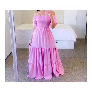 2025 New off-Shoulder Floral off-Shoulder Long Color Fairy Skirt Women's Clothing Dress Casual Womenswear