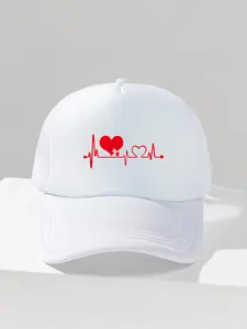 1pc Fashion Sponge Cap Heart Electrocardiogram Printing Adult Truck Driver Hat Trucker Hat Baseball Hat Fishing Hat Funny Gift Hat for Men and Women Spring and Summer