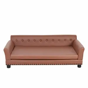 Orthopedic Dog Sofa Bed | Faux-Leather, Easy-Clean Design with Bolsters