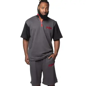 Mackwear So Fresh So Clean Polo Shirt & Shorts Set - French Cotton Terry Athletic Fit Side Slip 1/4 Zipper Embroidered Logo 100% French Cotton Terry Elastic Waistband Pockets Casual Everyday Wear Small Logo - Knit Dry Clean