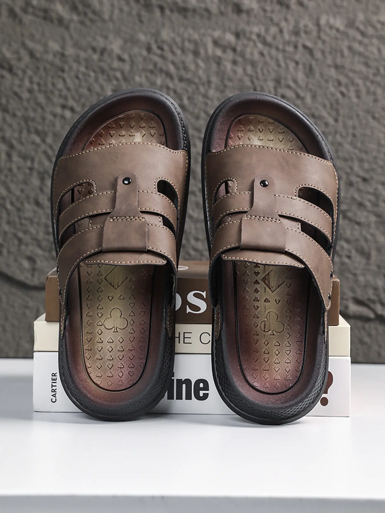 1 Pair Men's Retro Light Business Slides | Premium Soft Upper + Flexible Cushion Outsole + 2 Color Options | Office Commute / Summer Strolls / Indoor & Outdoor Wear, Versatile Comfort Slides