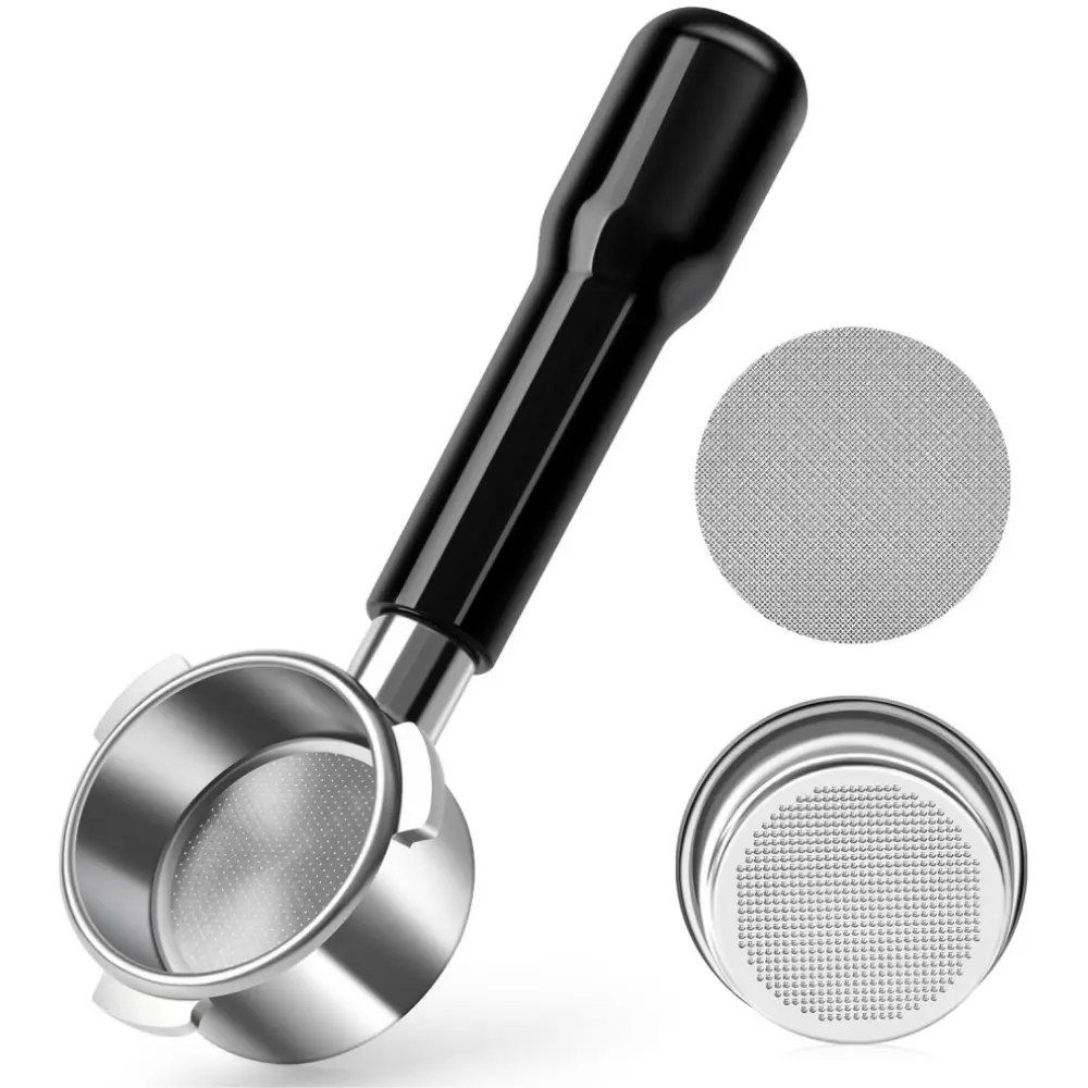 54mm Bottomless Portafilter for Breville Barista Express Models, Stainless Steel Coffee Accessories Kit with 2-Cup Filter Basket & 53.5mm Puck Screen
