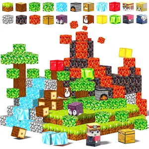 Magnetic Building Blocks Lava Treasure Hunt Theme - STEM Educational Toys, Magnetic Building Set, Family Interactive Games, Toys Suitable for Children Over 3 Years Old, Ideal Gifts for Halloween and Christmas, Magnetic Building Tiles