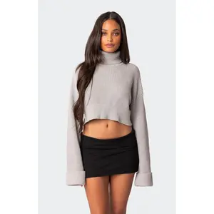 Edikted Women's Oversized Turtle Neck Cropped Sweater